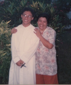 My mom and I after I took my first and perpetual vows in the Society of Jesus. May 31, 1991